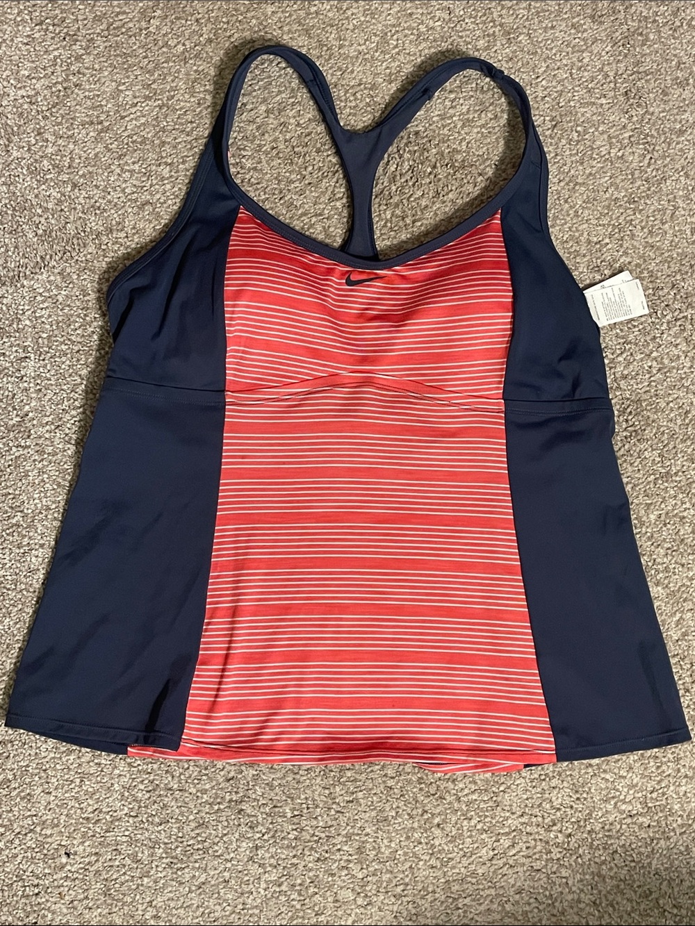Nike Orange, grey ,and white Striped Front with Navy Side Athletic Tank size 1X